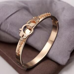NEW 18K yellow gold plated handcuffed design cuff bangle bracelet jewelry B25A